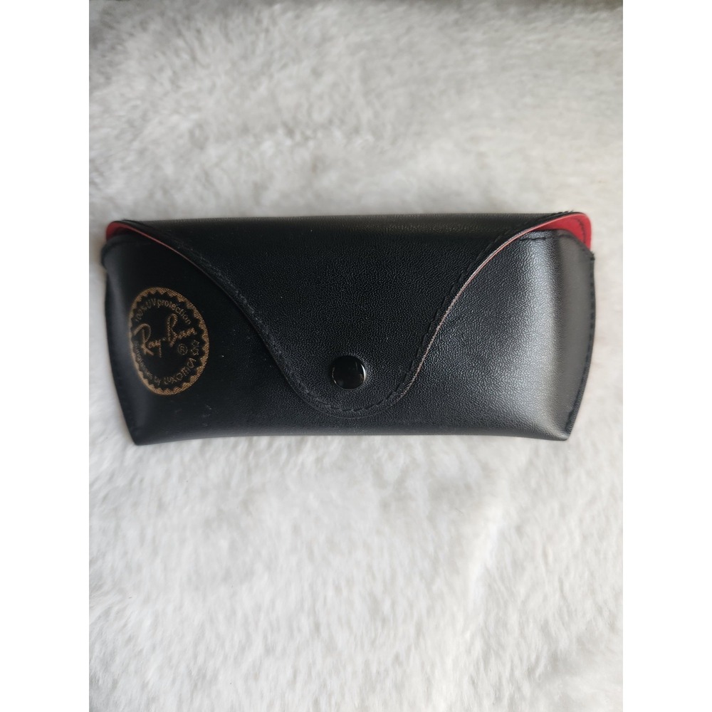 Authentic Ray-Ban Black Leather Sunglasses Case | Red Velvet Lining Great Condit